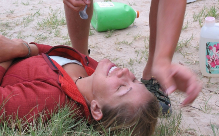 students participate in a wilderness first aid course on a gap year expedition with outward bound